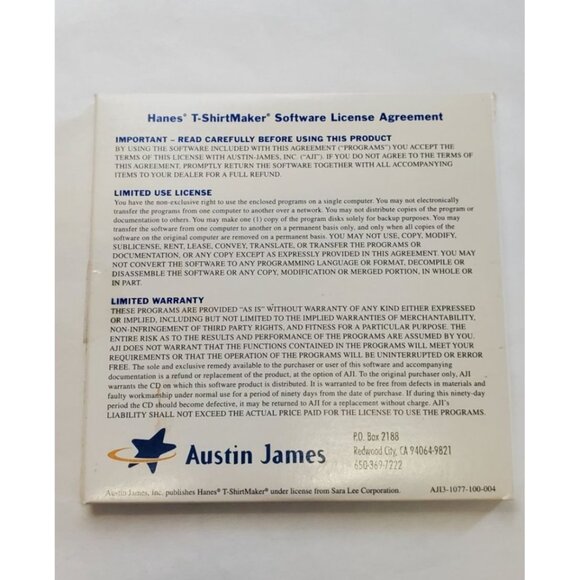 Hanes T-Shirt Maker Software Version 2.0 PC CD-ROM 1996 - DISC ONLY! - Picture 2 of 6